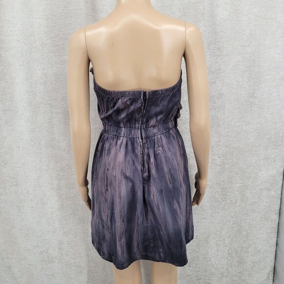 Sweet Love Y2K  Gray Tie Dye Strapless Ruffle Dress Grunge Whimsigoth - Picture 6 of 9